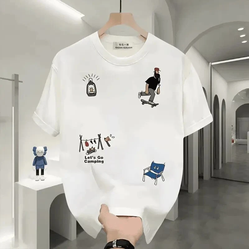 仓石一树夏季潮牌痞帅短袖T恤男潮流轻奢时尚休闲宽松情侣上衣ins