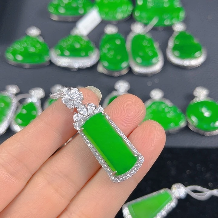 翡翠银S925镶嵌吊坠(不含链)