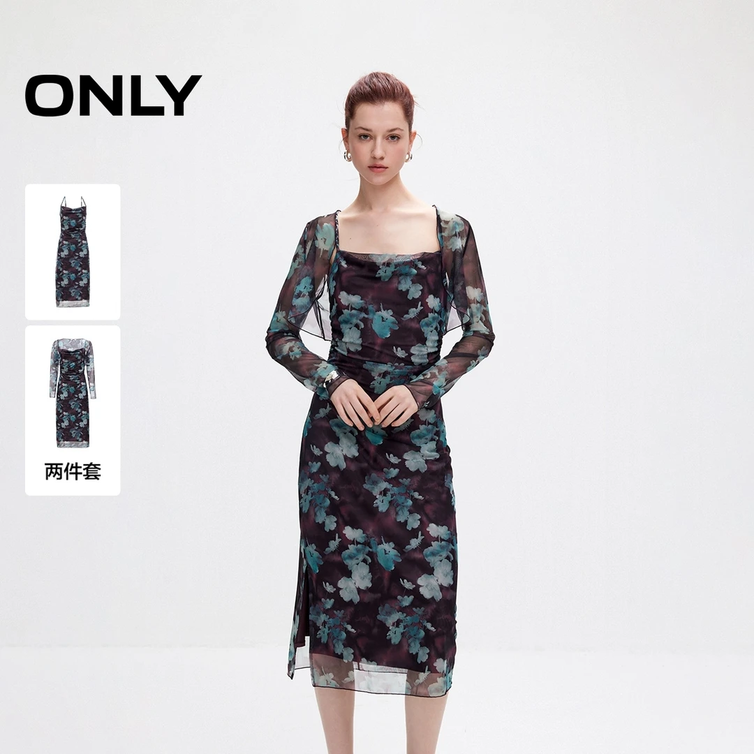 ONLY秋季优雅气质长袖套装中长裙连衣裙女松弛感女装|125161007