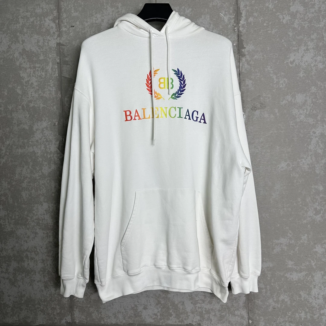 未使用 Balenciaga/巴黎世家 M*1/彩虹麦穗logo刺绣帽衫/11430/JP