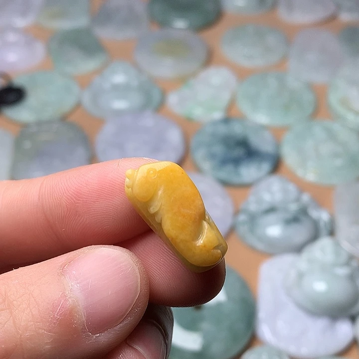 翡翠未镶嵌颈饰鱼