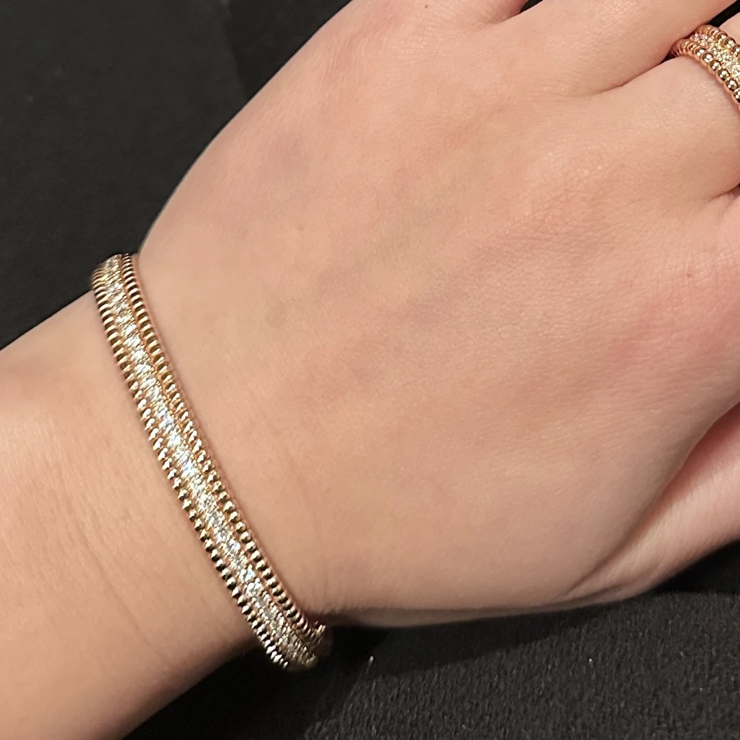 实验室培育钻石高级感珠珠边培育钻石手镯