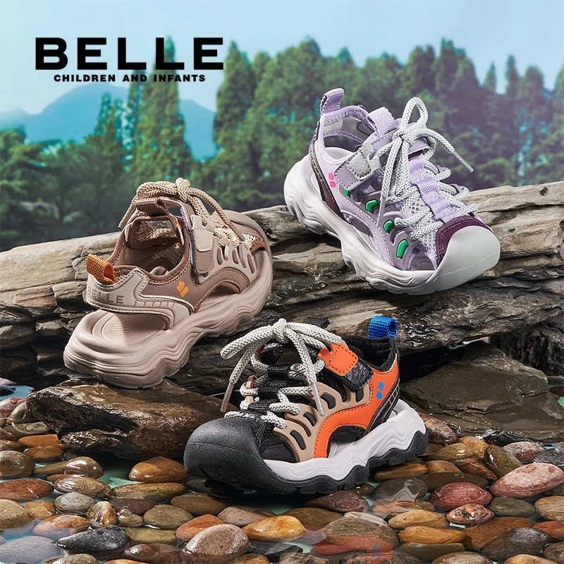 【包头凉鞋】百丽童鞋儿童男女童休闲百搭透气包头镂空凉鞋LX5232