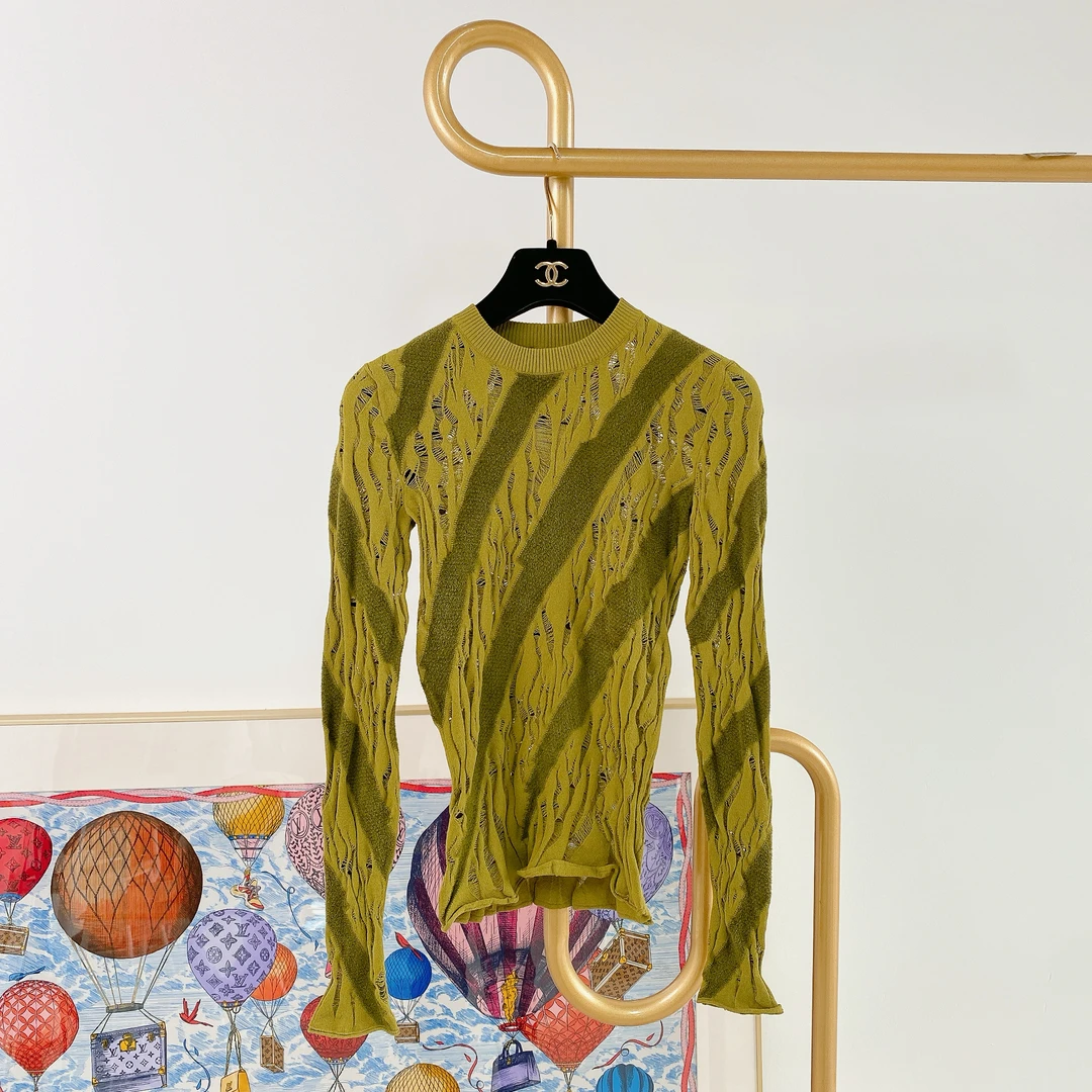 95新 LouisVuitton/路易威登 Louis Vuitton牛油果绿针织上衣