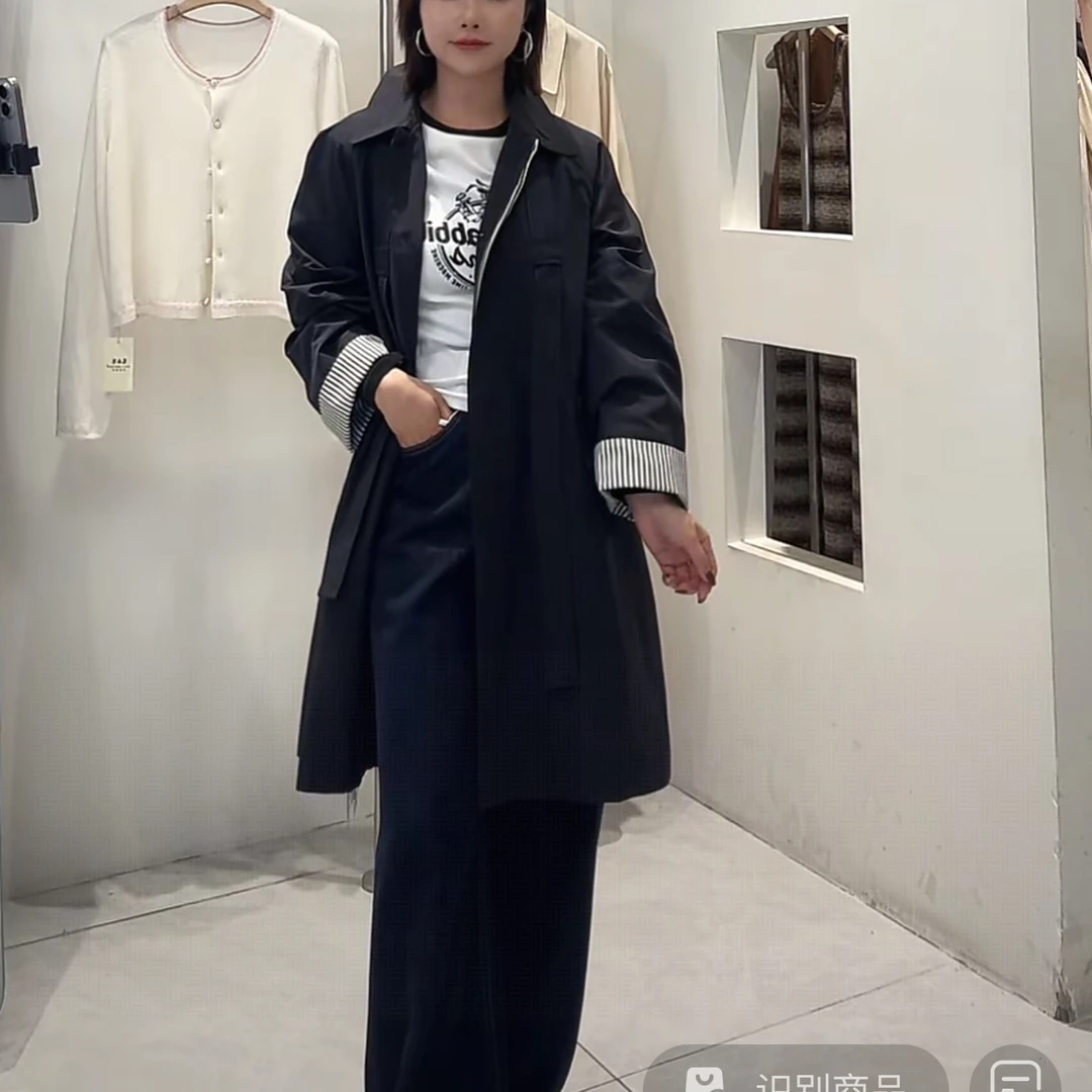 [易小慧]英伦风高级感通勤百搭气质风衣外套廓形外套