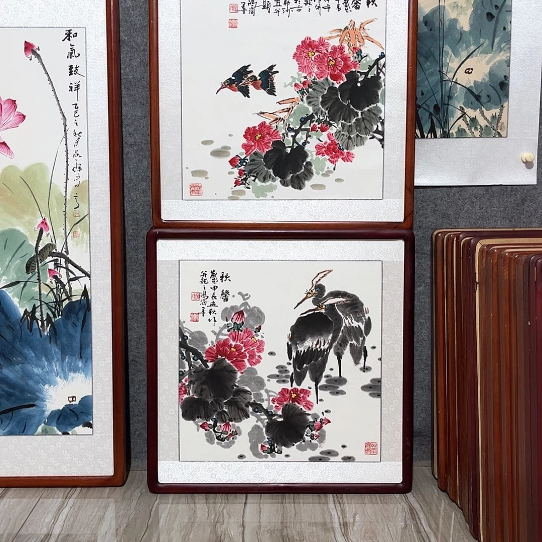 国画书画作品带框63×63