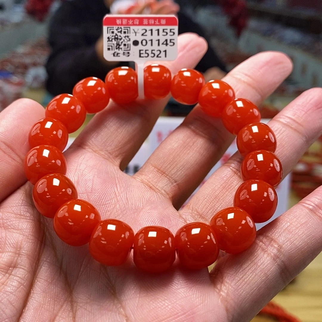 【小刘南红】保山南红滴水洞精品老型手串12mm（云端）多样性发一