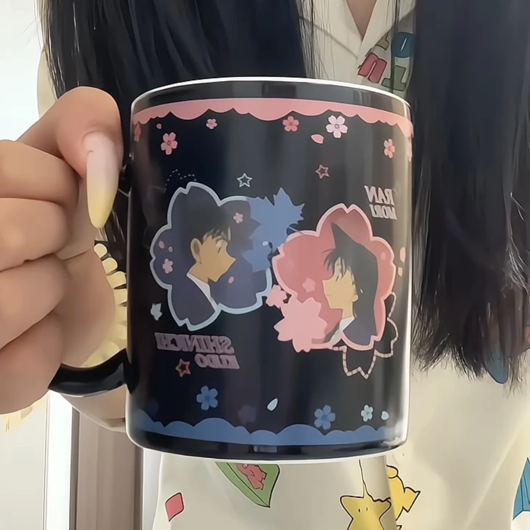 新兰cp变色杯子家用喝水陶瓷马克杯遇水变色名侦樱色恋语联名周边