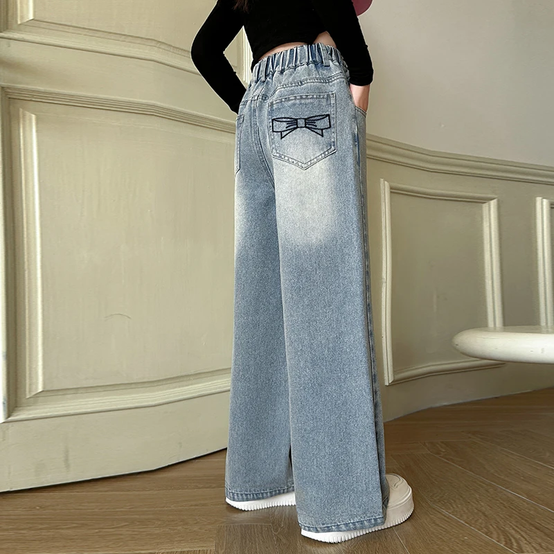 儿童秋装2025年新款大女童装宽松裤子春秋款柔软牛仔裤秋季直筒裤