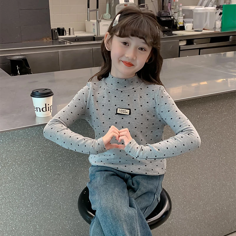 女童高领修身打底衫儿童长袖t恤大童装洋气内搭上衣2025春装新款