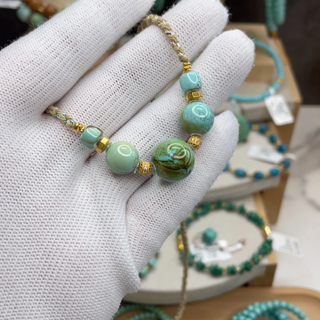 未镶嵌绿松石福利水波纹脖挂卡6-12