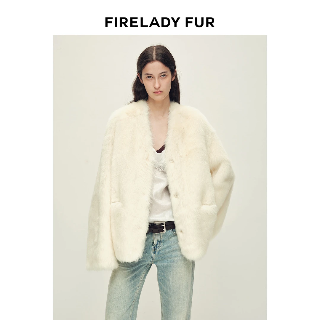 付智恩 冰点朗姆 意大利进口直毛托斯卡纳皮草外套