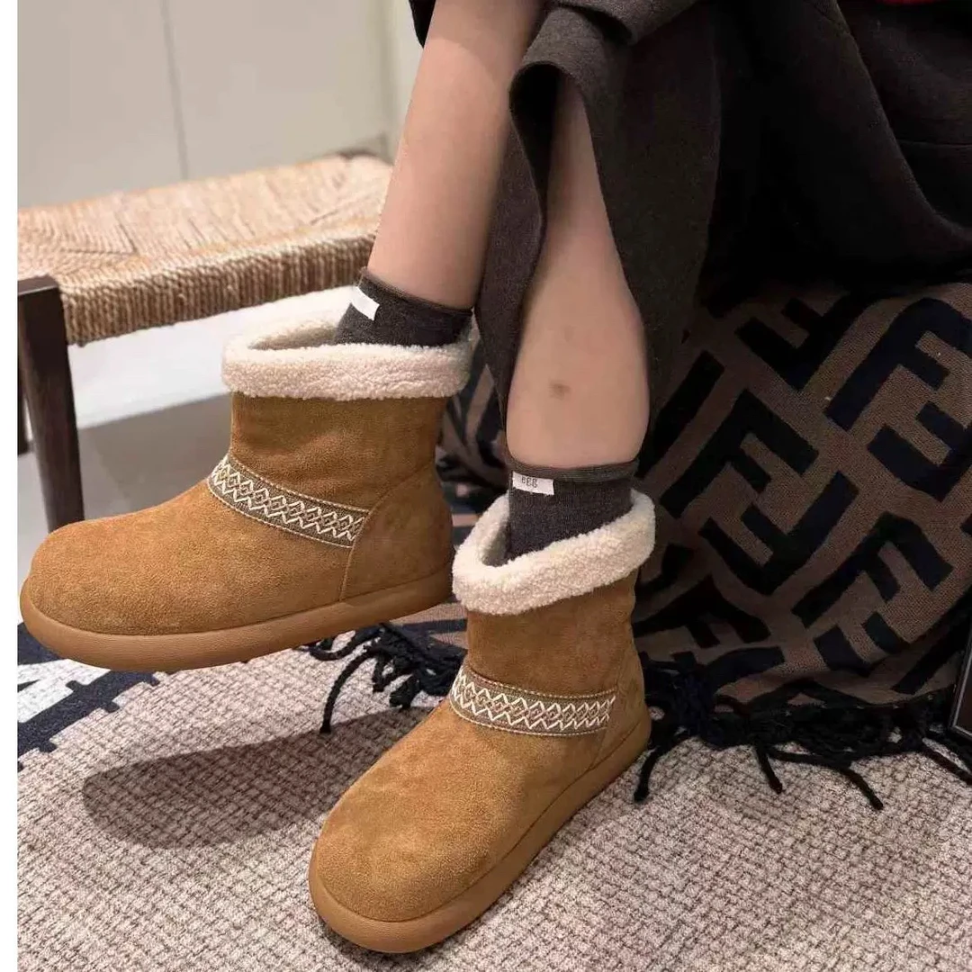 SUSU. 费尔岛百搭冬季加绒厚底短款雪地靴女款 779-95 四右前3