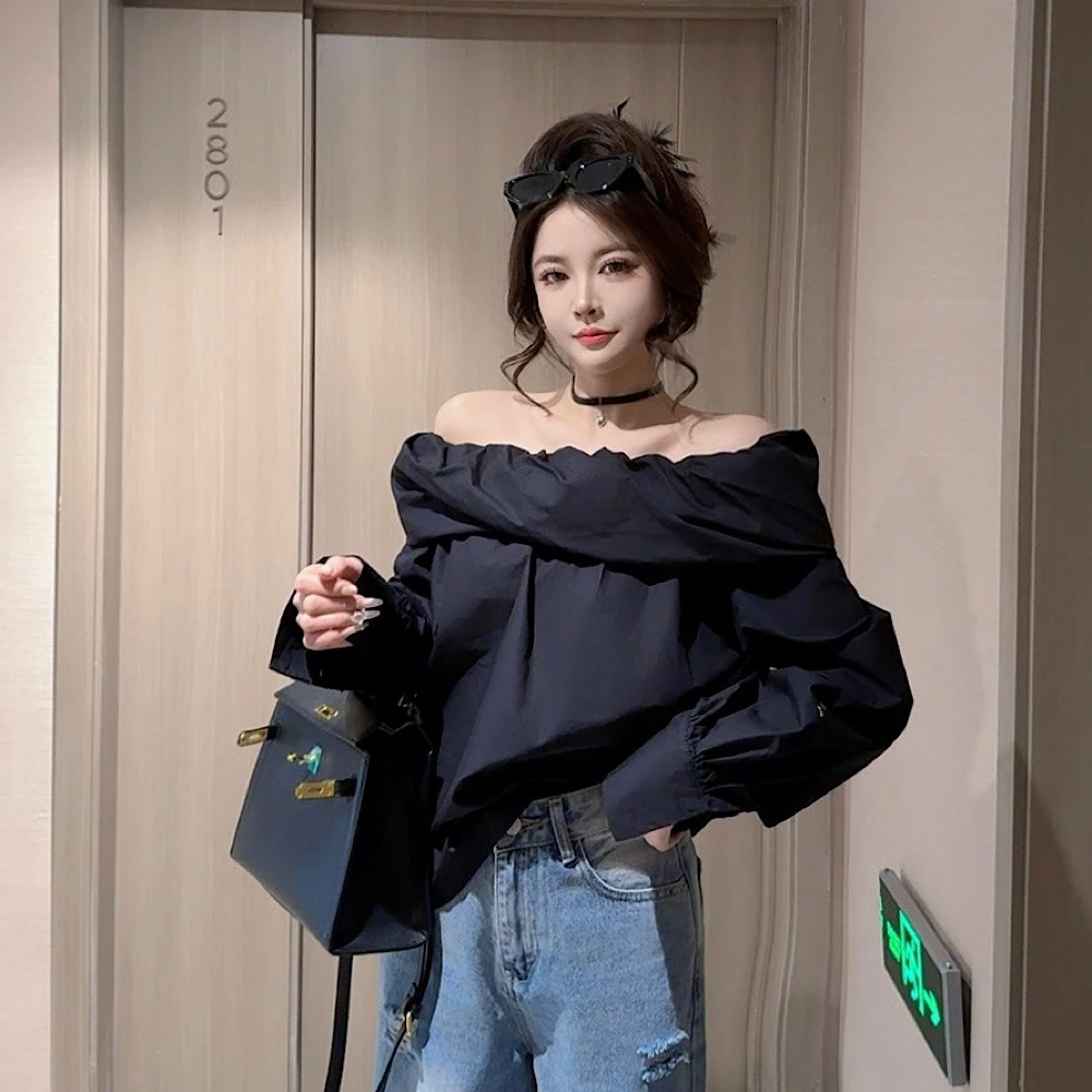 【CCDZ】春夏新款时尚百搭韩系设计感一直肩衬衣女