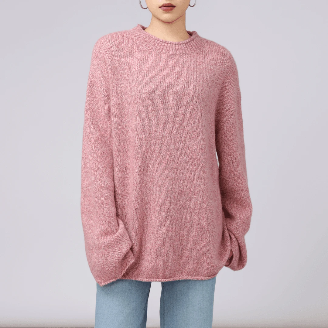 AMASS/阿玛施新款冬季宽松粉色毛衣圆领套头百搭保暖针织5399791