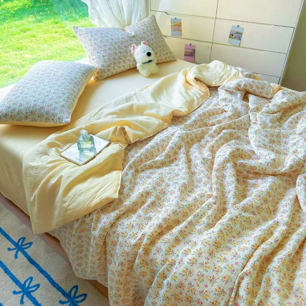 夏凉被四件套】A类母婴级彩竹棉小清新夏被四件套夏天薄被子可机洗