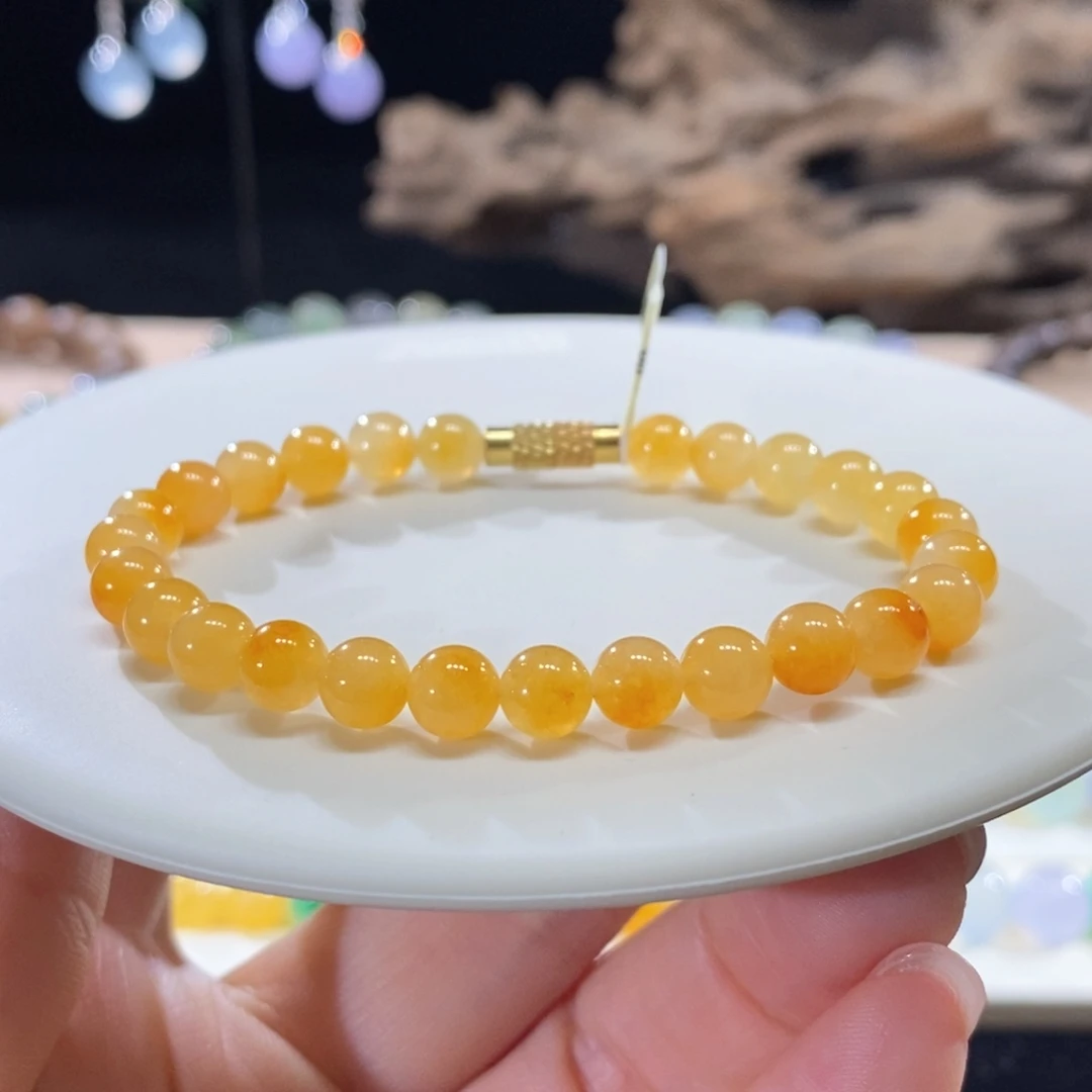 翡翠未镶嵌颈饰冰黄串 卡6左右