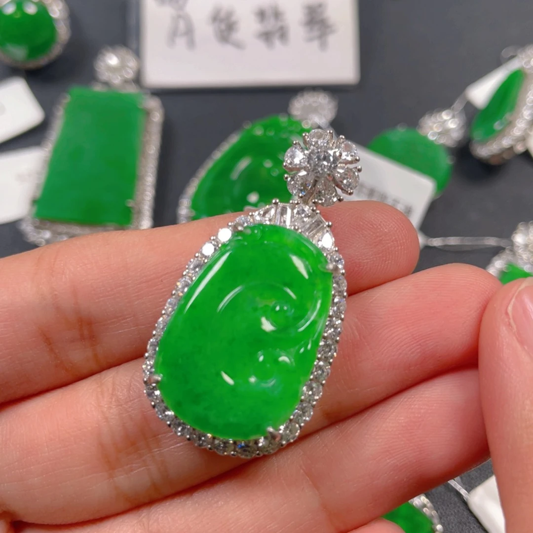 翡翠银S925镶嵌吊坠(不含链)