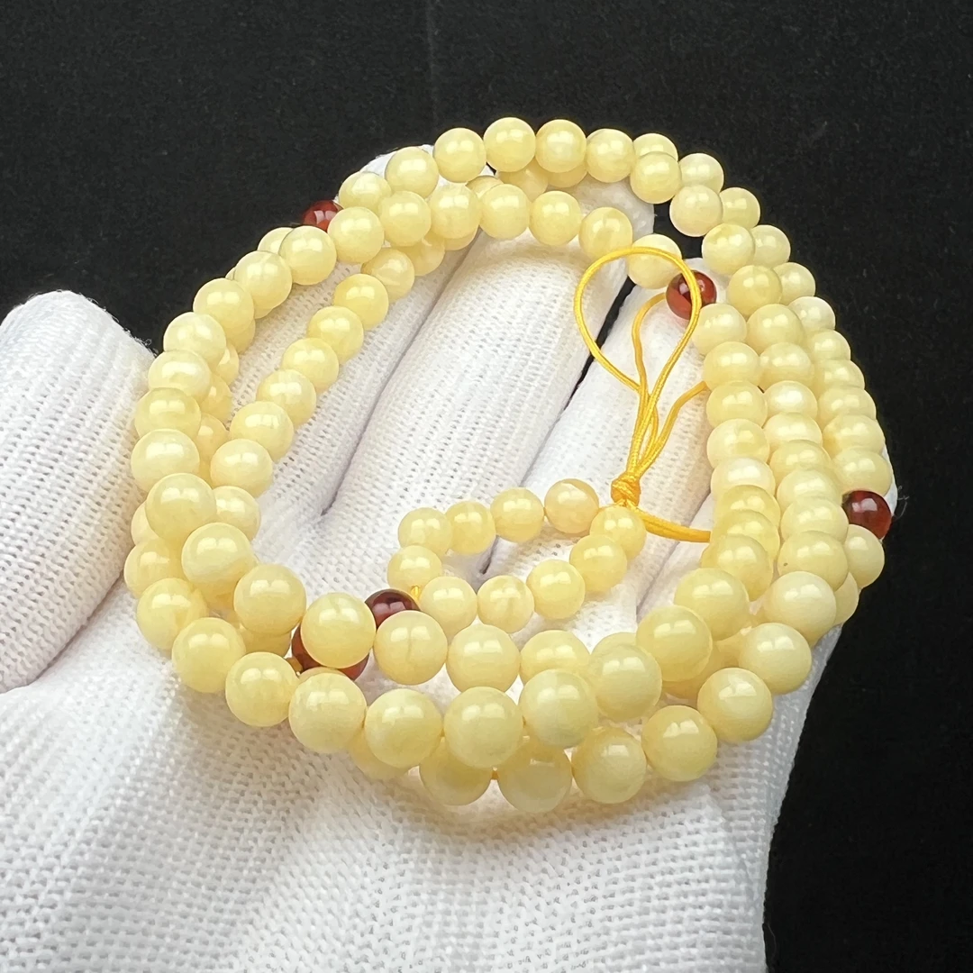 C1225天然原矿蜜蜡 圆珠108 6mm支持复检假一罚十