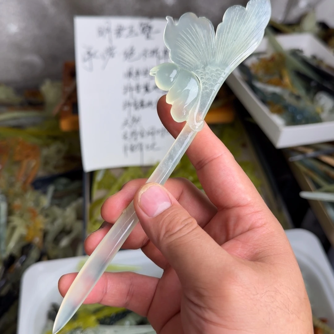 岫玉未镶嵌发饰明君玉簪就是好看