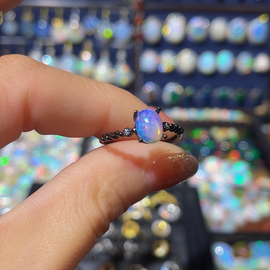 欧泊欧泊戒指银S925镶嵌柚**柚