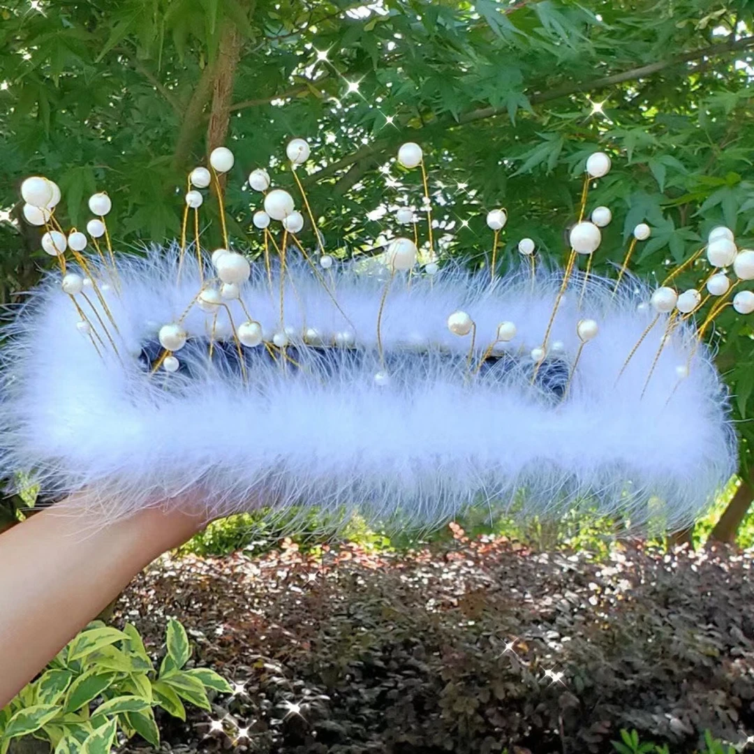 珍珠羽毛垫汽车防滑置物装饰品现代风格长毛车内饰