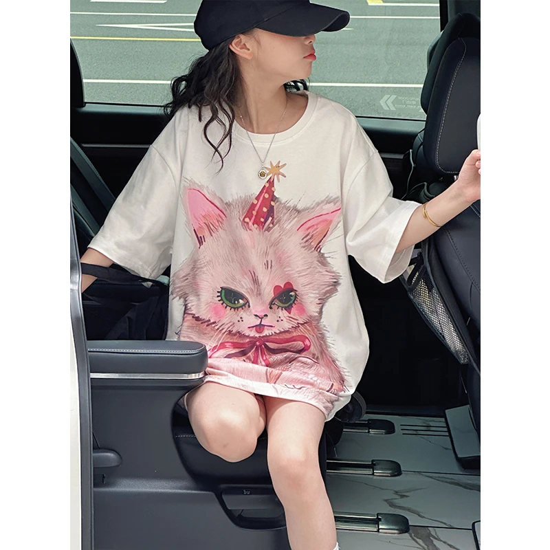 K29143 韩系女童T恤短袖2025新款夏装儿童上衣女大童宽松洋气衣服