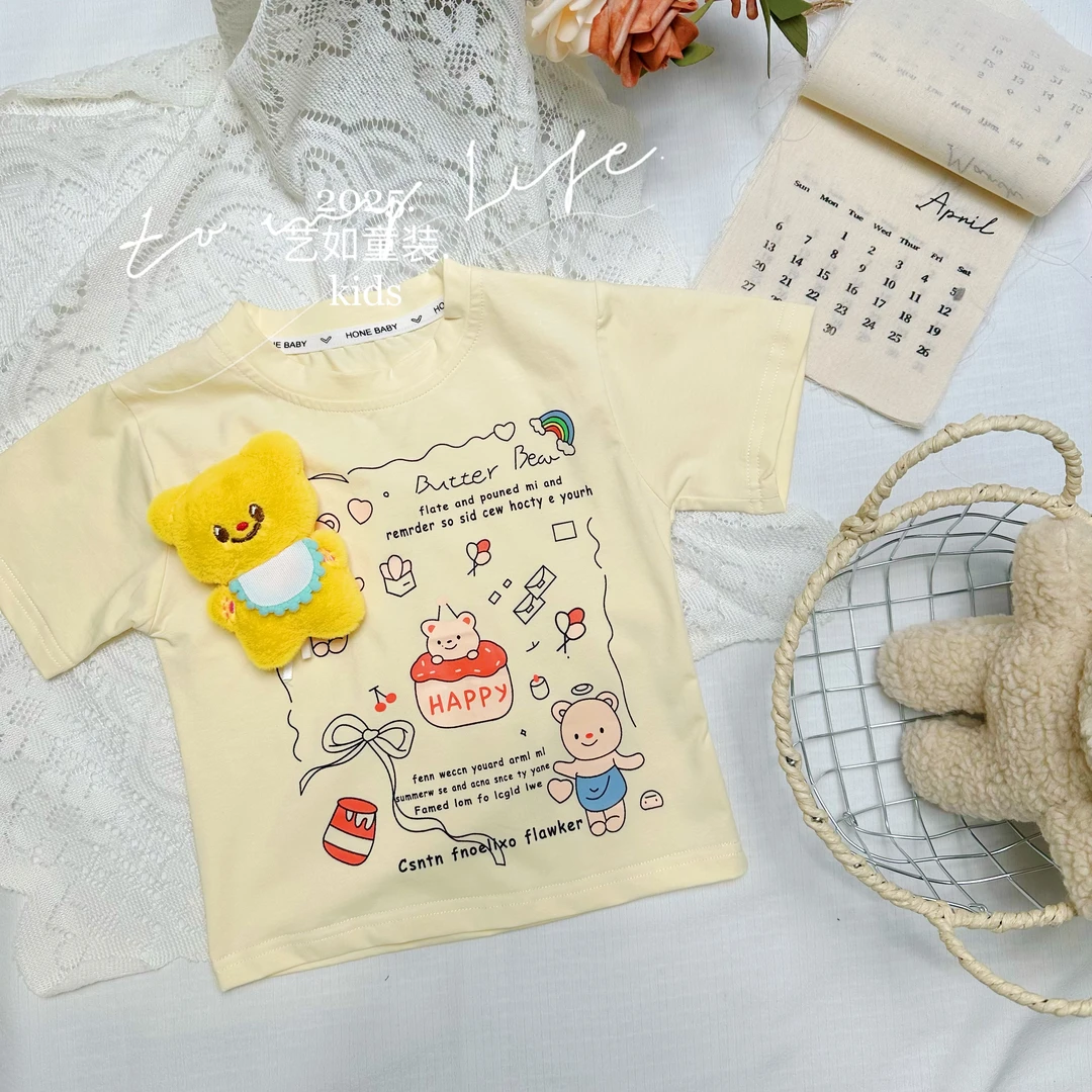 番茄家*夏季上新黄油小熊吱吱T恤D-W448