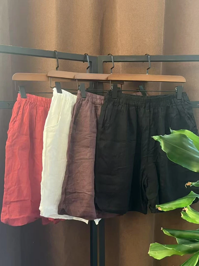 【夏未央·苎麻系列】薄款百搭设计师款苎麻短裤（臀130长50腰70-110）
