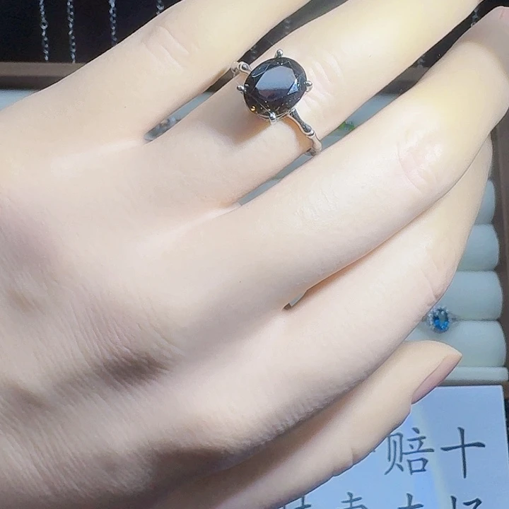 烟晶戒指银S925镶嵌