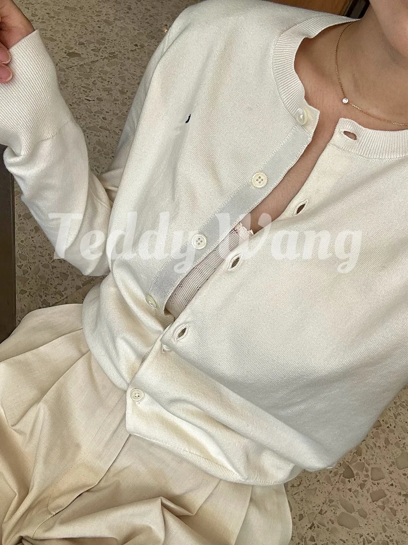 时尚休闲百搭pima女士针织开衫薄款线衣-文