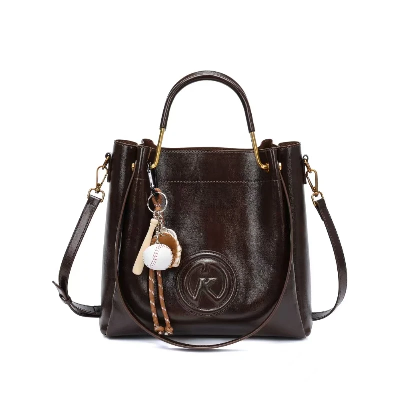 【卡布奇诺】高级感女士托特包复古百搭单肩斜挎包【赠挂件】