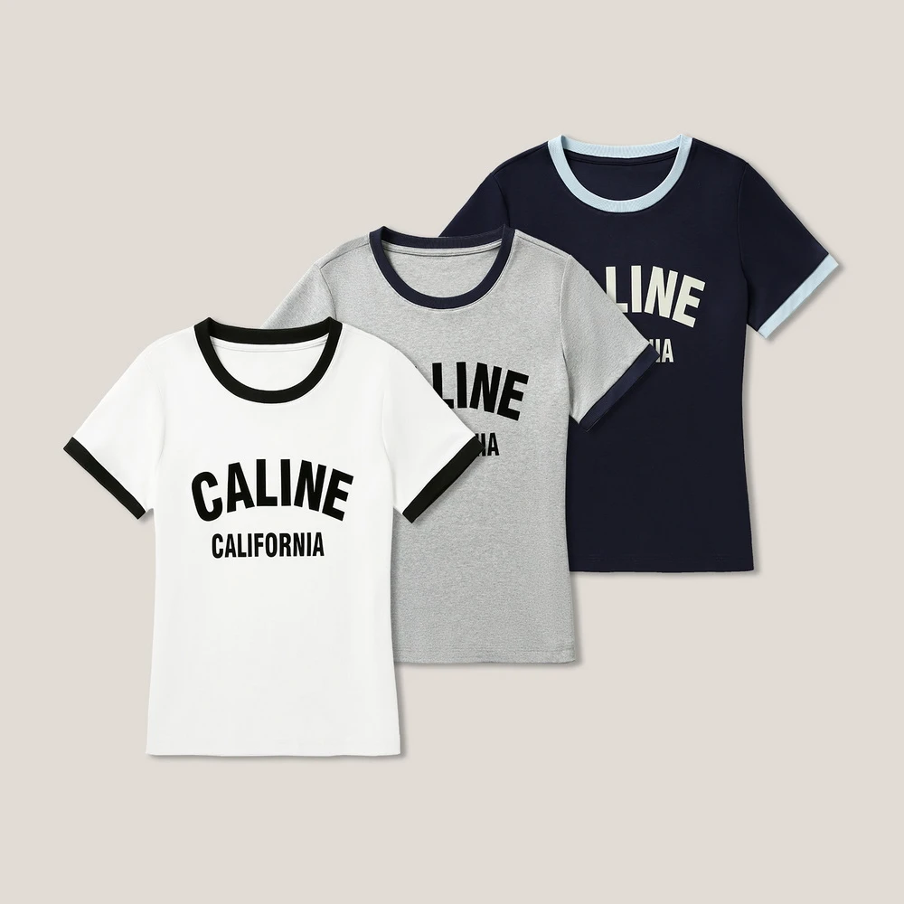 时尚气质女士字母撞色圆领休闲百搭T恤 SS26075