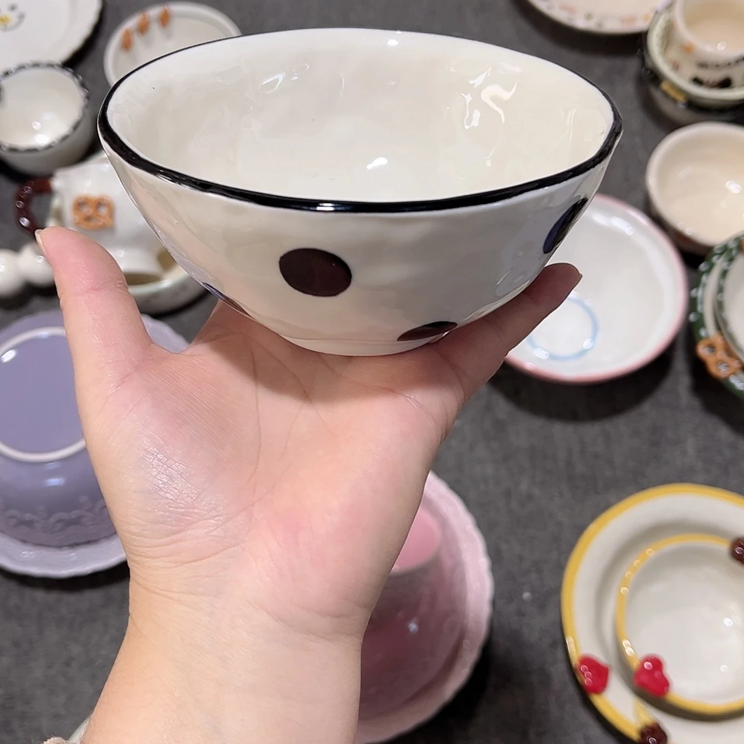 爆款波点陶瓷餐具系列5寸