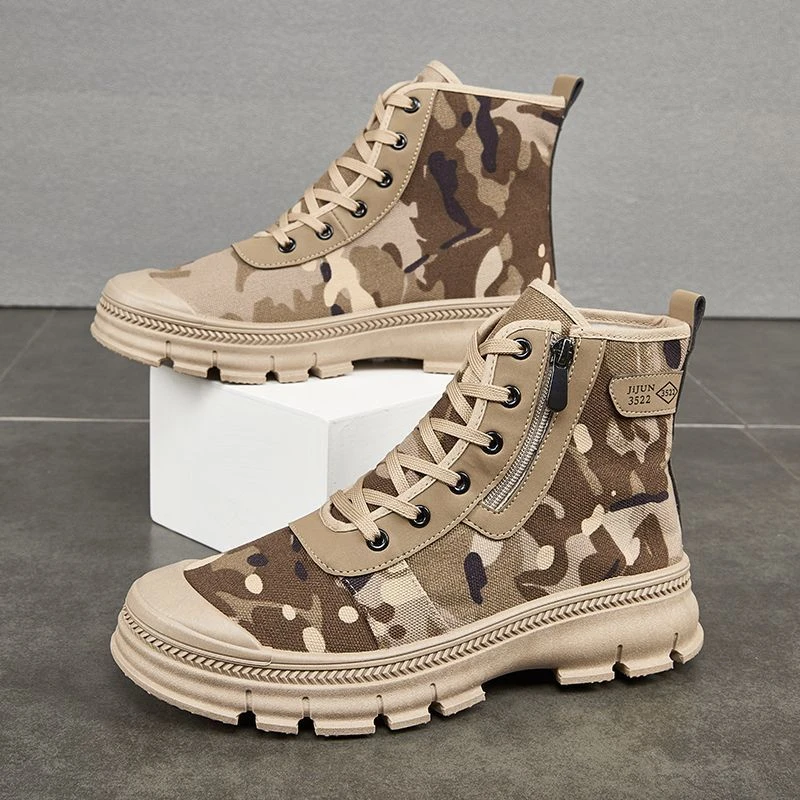 防水3522劳保鞋高帮侧拉链干活农田男耐磨防滑爆款棉鞋迷彩解放鞋