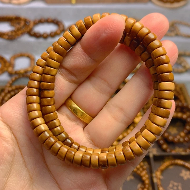 果皮天然库克精挑药片珠4*8双圈男女通用手串