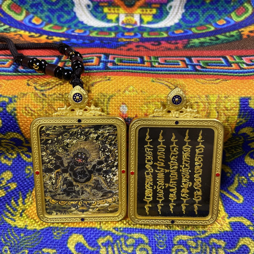 钛钢玻璃吊坠  双面手绘描金十二生肖新款手绘唐卡纯手工保色正品