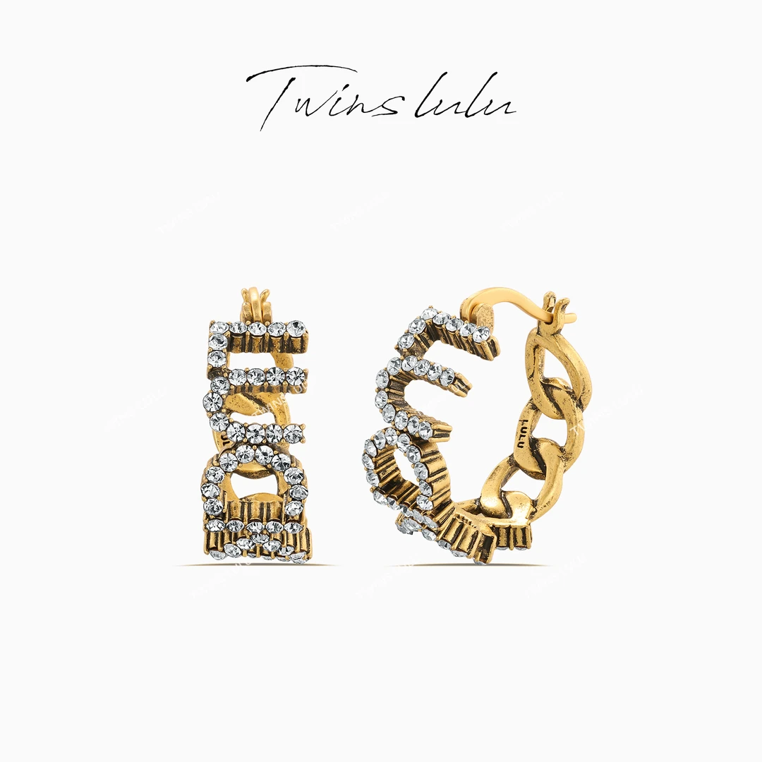 TWINS LULU 镀k金 复古字母圆形耳饰耳环TSL1394