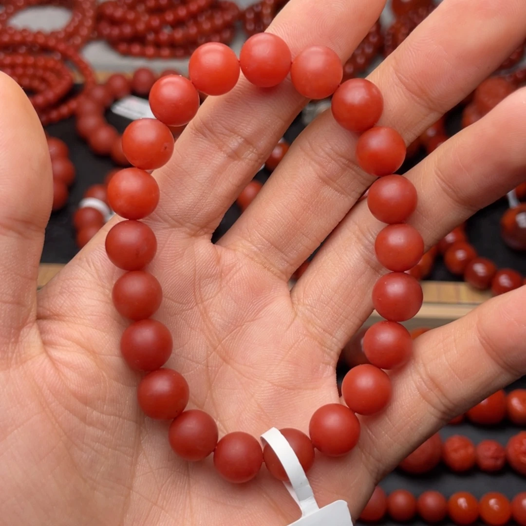 南红玛瑙未镶嵌手串H9.8mm收藏保山锦红手串