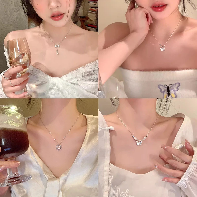 钛钢仿珍珠吊坠轻奢小众高级感项链女ins潮时尚百搭气质钛钢锁骨