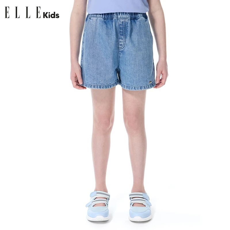 6212 ELLE KIDS儿童时尚宽松夏款休闲百搭牛仔五分短裤zs3