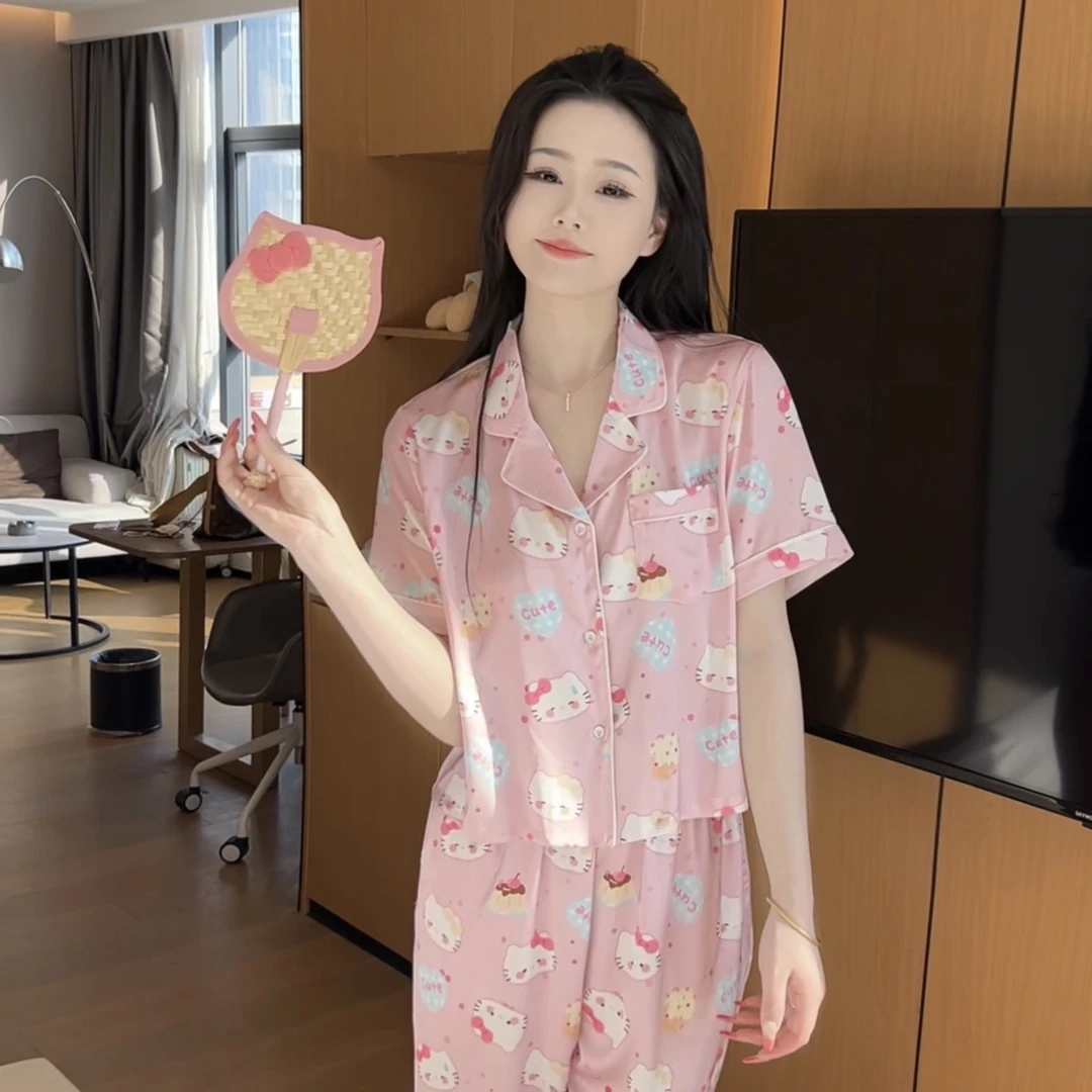 （蛋糕KT）夏季气质显瘦可爱显白高级感睡衣女家居服可外穿休闲套装
