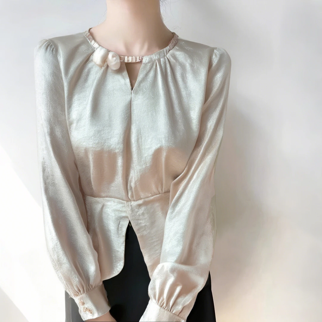 A2025春秋法式气质小香风长袖衬衫女轻奢高级感衬衣秋冬上衣2592