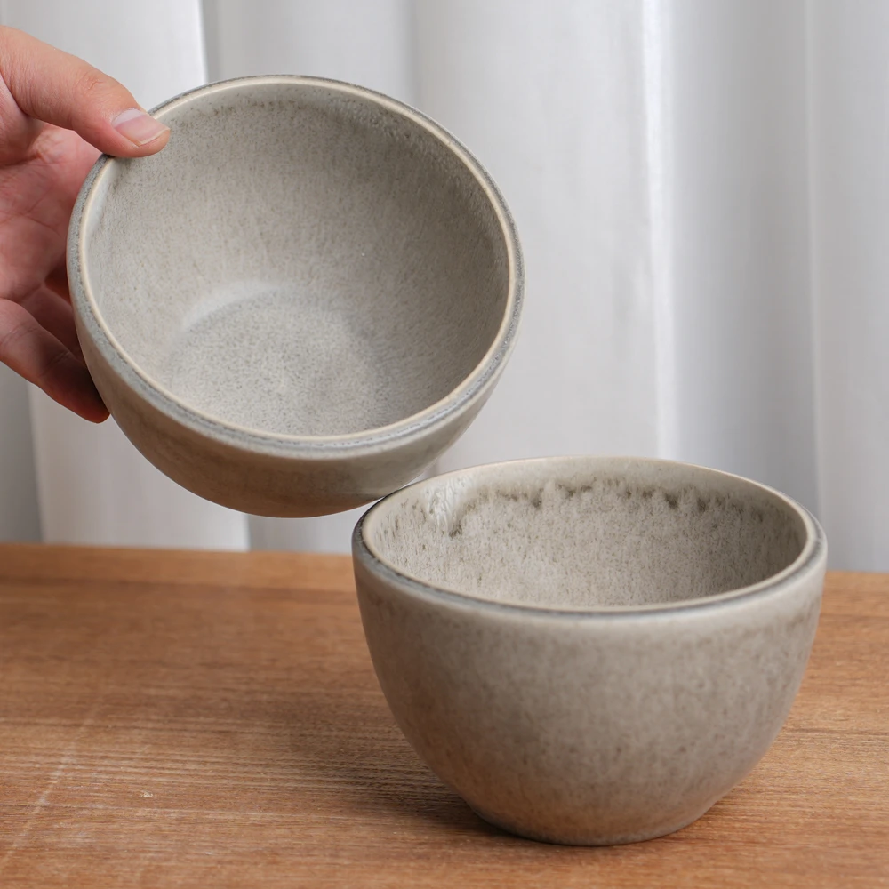 【瑕疵】釉下彩陶瓷碗哑光灰沙拉碗高颜值家用P1D