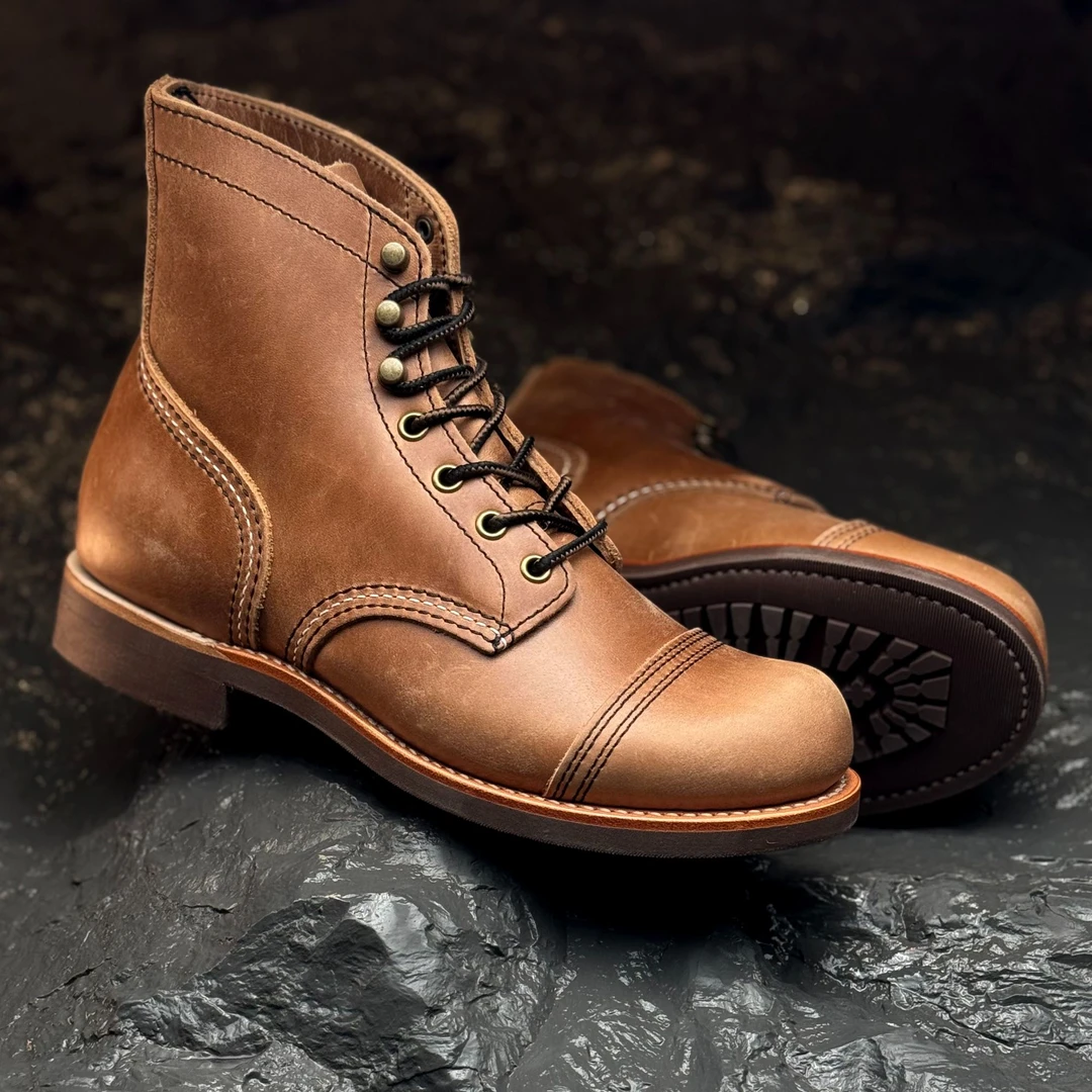 8111贝利油蜡牛皮工装靴男士时尚户外经典伞兵靴休闲真皮工装鞋
