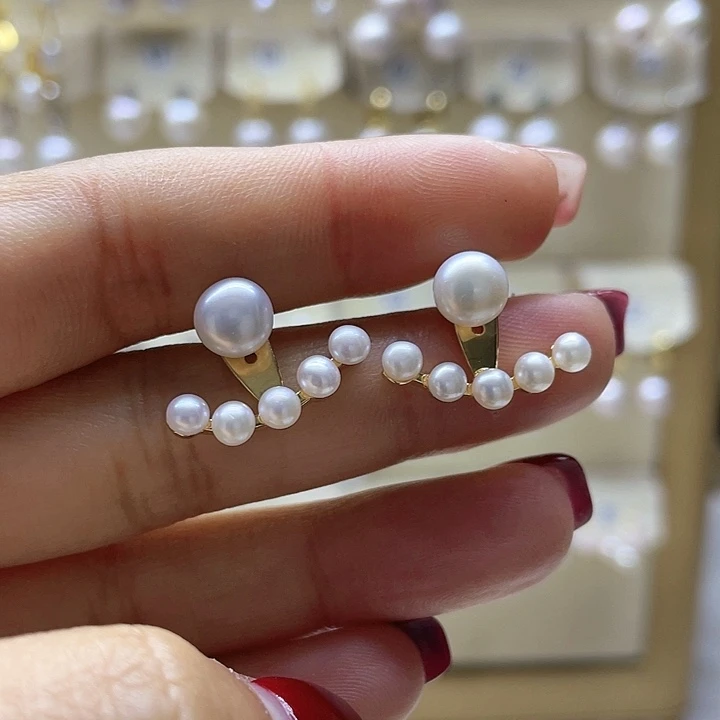 淡水珍珠耳饰银S925镶嵌