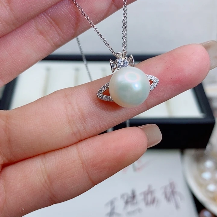 银S925镶嵌颈饰淡水珍珠