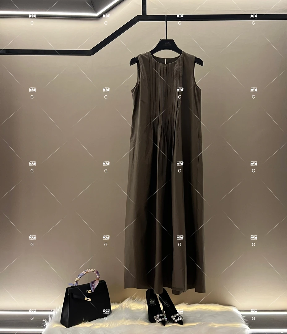 【齐】夏季新款复古时尚百搭印花无袖连衣裙 H-995