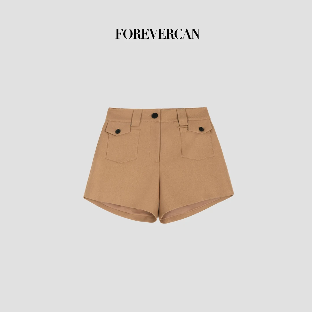 FOREVERCAN“随心搭”复古工装感中高腰休闲百搭直筒短裤SP23260