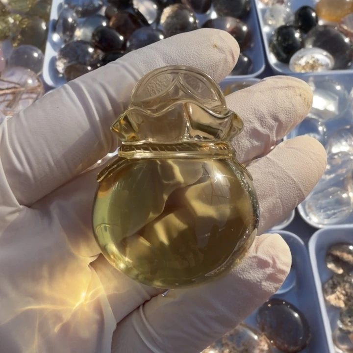 珠宝半成品未镶嵌水晶黄水晶钱袋子吊坠